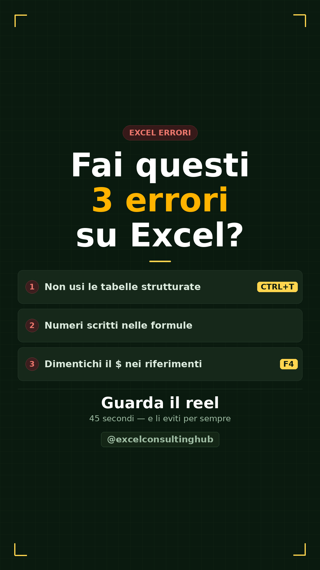 Reel ECH: 3 errori su Excel